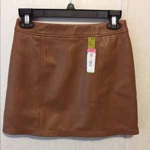 Mini brown leather skirt